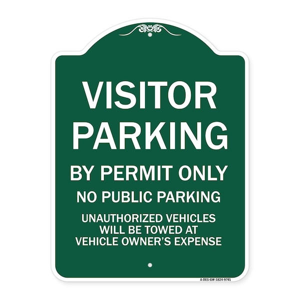 Signmission Visitor Parking By Permit No Public Parking Heavy-Gauge Aluminum Sign, 24" x 18", GW-1824-9741 A-DES-GW-1824-9741 - main